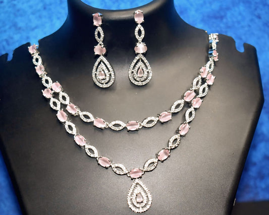 Blush Elegance Pink Crystal Jewelry Set