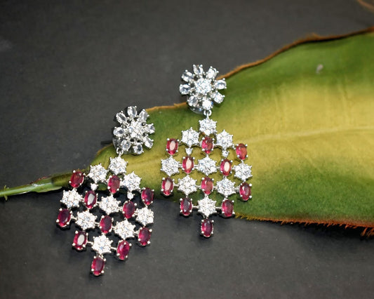 Blossom Radiance Ruby Crystal Earrings