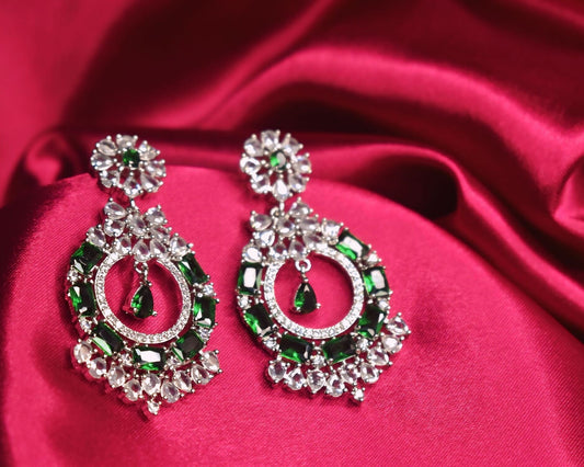Emerald Bloom Luxe Chandbali Earrings